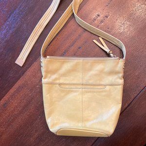Hobo Crossbody Leather Bag in Pale Yellow